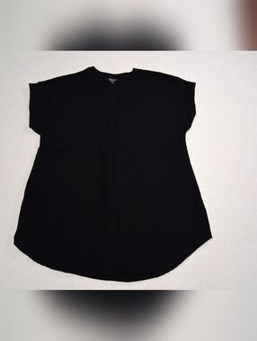 RACHEL Rachel Roy Black Short Sleeve Split V Tunic